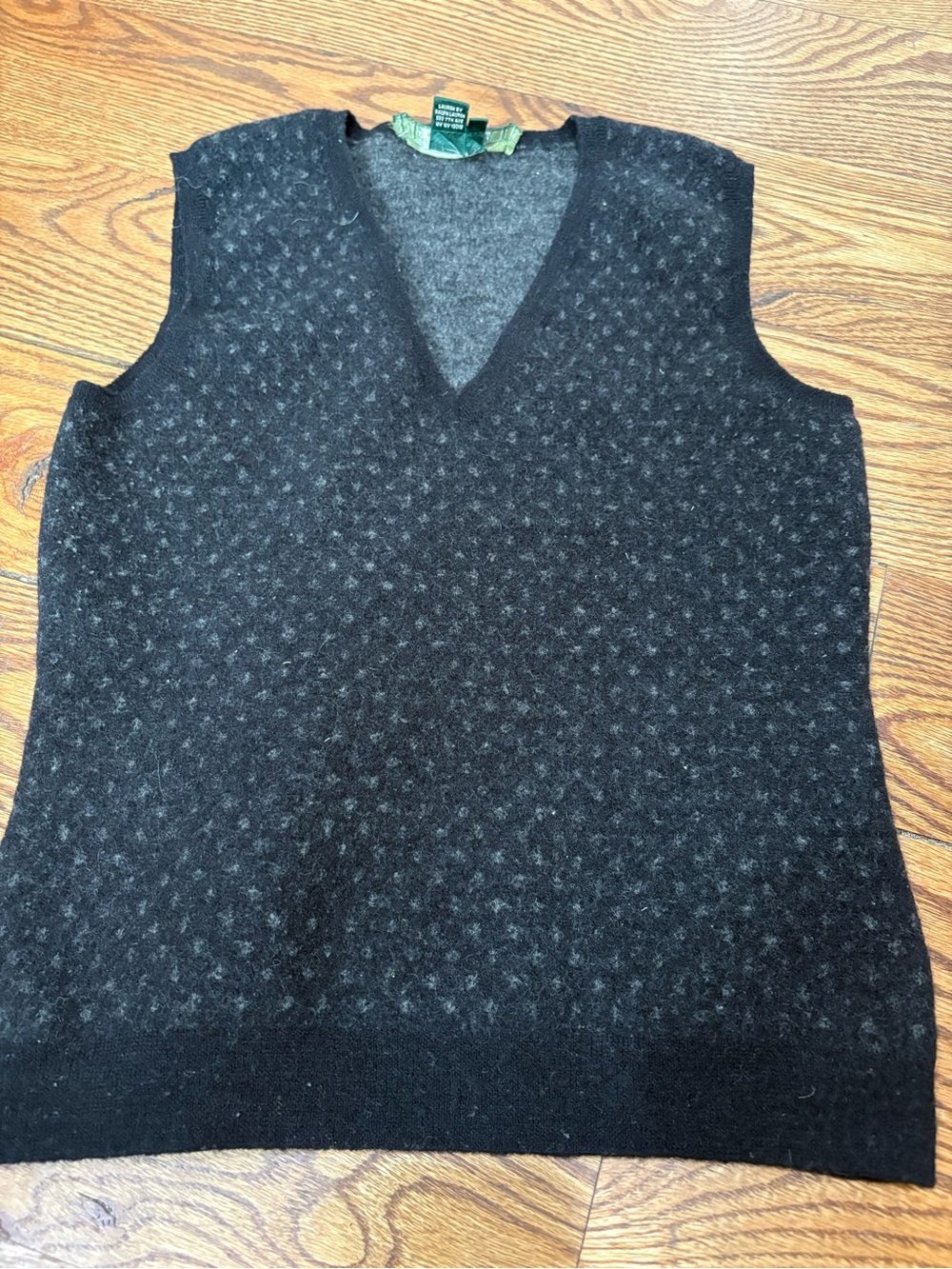 Lauren Ralph Lauren Black Charcoal V-Neck Sweater Vest